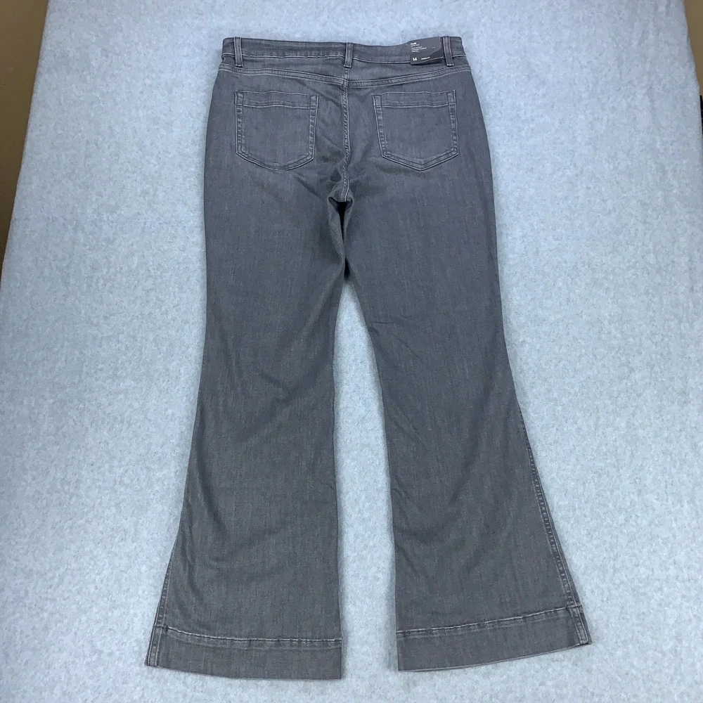 J. Jill Flare Jeans Women 14 Grey Galaxy Wash High Rise Stretch Patch Pocket NWT